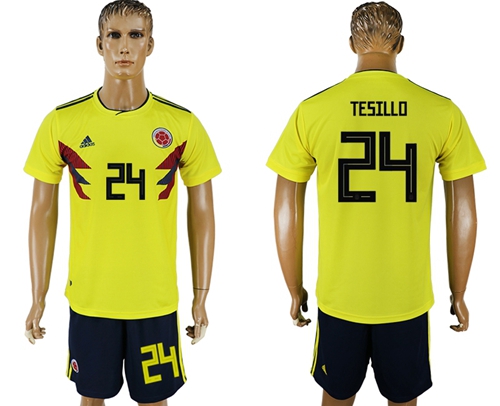 Colombia #24 W.Tesillo Home Soccer Country Jersey